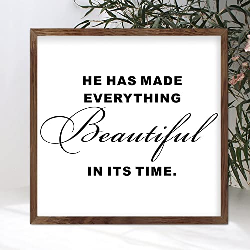 Wood Sign with Bible Verse Beautiful in It's Time Rustic