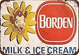 Borden Milk and Ice Cream Vintage Look Reproduction Metal Tin Sign 12X18 Inches