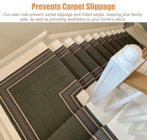 Tringles pour tapis d'escalier robustes 80 cm en laiton couleur bronze - 4