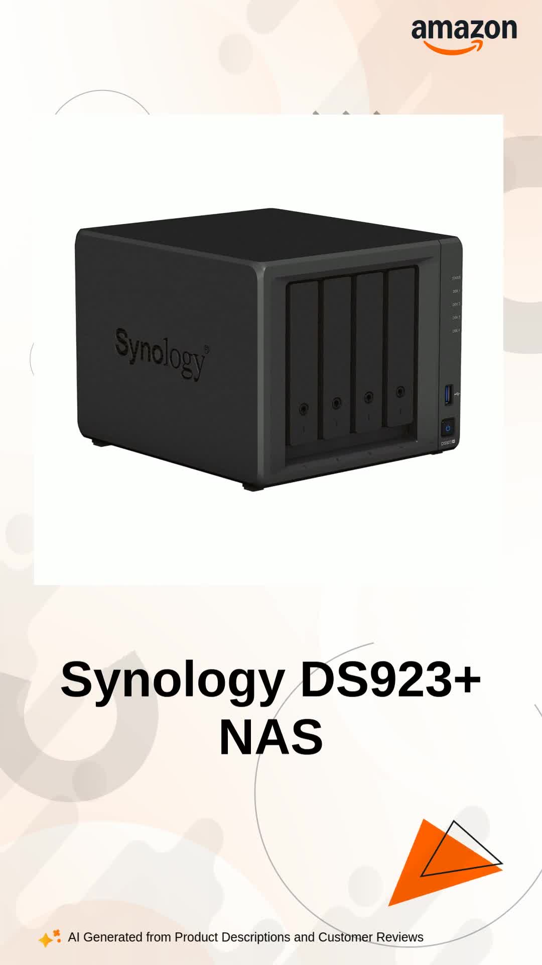 Synology DS923+ 4-Bay Diskstation NAS (AMD Ryzen ¢ 4 Threads R1600