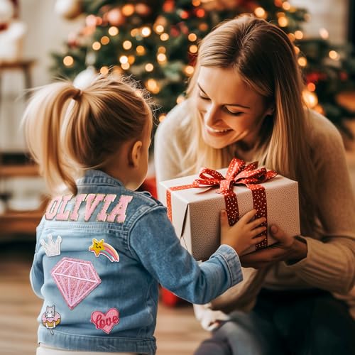 Personalized Kid Denim Patch Jacket With Name Tags, Girls Outerwear Coats, School Clothes Outfits for Ages 1-8, 2 Year Old Birthday3