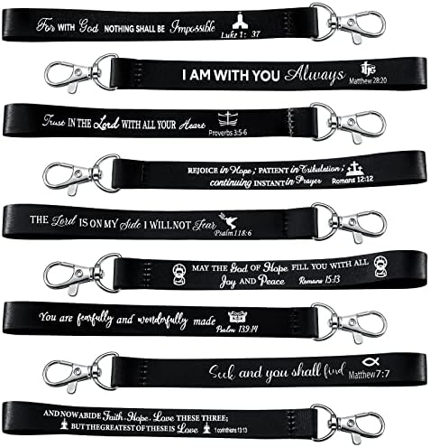 45 Pieces Christian Keychains Bulk Inspirational Bible Verse Key Chains Polyester Scripture Keyrings Religious Party Gifts (Black, Classic)