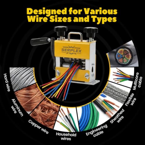 Image of Serplex 11-IN-1 Manual Wire Stripping Machine for 1.5-25mm Cables, 11-hole Hand Crank Copper & Aluminum Wire Stripper Aluminum Alloy Cable Recycling Tool Kit for Scrap Processing, Electrical Work