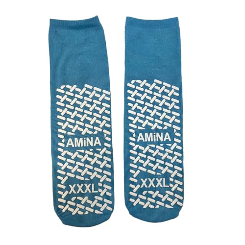 AMiNA Non Slip Socks - 3 Pairs Grip Socks for Women & Men, Elderly Safety & Recovery