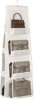 HAN SHENG 8-Pocket Clear Hanging Purse Organizer for Closet, White, 1 Pack