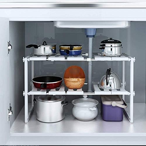DEENZ Under Sink Shelf Adjustable EXTENDABLE Storage Stainless Steel