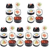 Abaodam 30 Pcs Simulation Sushi Mini Accessories Mini Toys Japan Food Japanese Toys Sushi Plate Decoration Mini Verse Food Fake Sushi Model Realistic Food Model PVC Candy Drum Stick