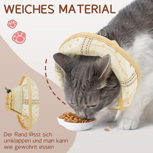 Supet weicher Katzenkegel-Halskragen,Luftgewebe-Katzen-Erholungskegel nach Operation um Lecken zu verhindern, einstellbar, atmungsaktiver Katzenhalskegel als Alternative für kleine Kätzchen und Katzen