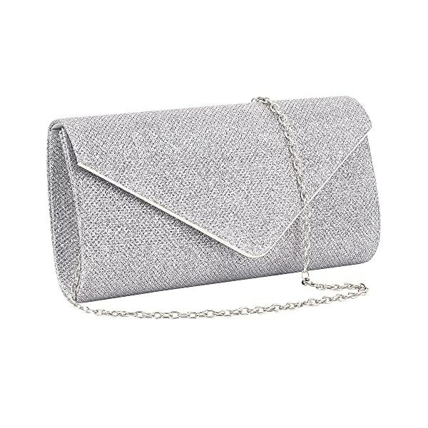 Naimo Flap Dazzling Clutch Bag Evening Bag with Detachable Chain - Image 3