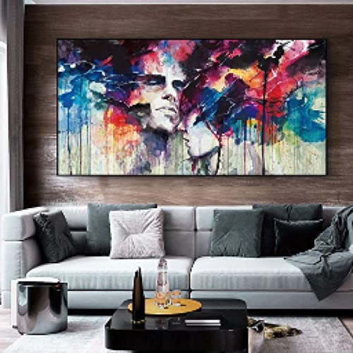 Toile graffiti personnage abstrait couple : l'art urbain chic pour votre grand salon