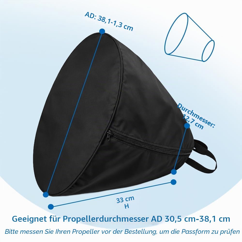 Abdeckung für Außenborder und Z-Antrieb Propeller, wasserdicht, strapazierfähig, 420D-Motor-Propeller-Schutztasche, 38,1 cm Außendurchmesser, Passend für Propeller mit 12"-15"OD