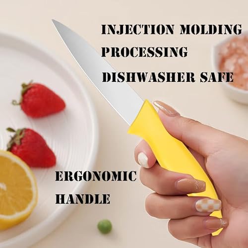 Foto von Astylway 4-tlg Gemüsemesser Set Obstmesser Schälmesser Allzweckmesser 4 Stück 10cm Klein Küchenmesser Mini Kochmesser Multicolor Schneidmesser ohne Wellenschliff Tomatenmesser