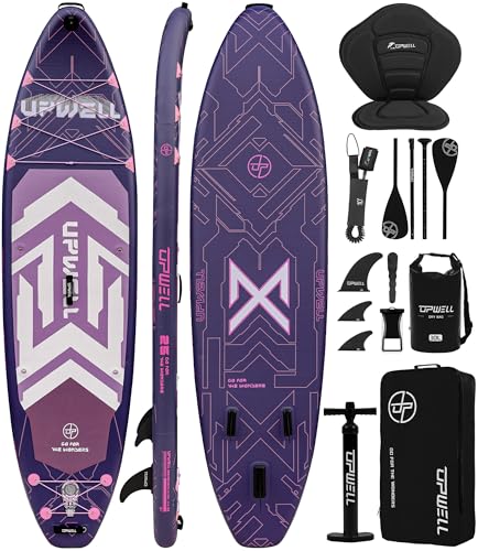 Image of UPWELL 11'6 inchx35 inch Extra Wide Inflatable Paddle Board, Stand Up Paddle Board for Youth & Adults, Stable Design, Premium SUP Accessories, 120L Backpack, 10L Dry Bag, Paddle, Leash, Hand Pump, US Fins