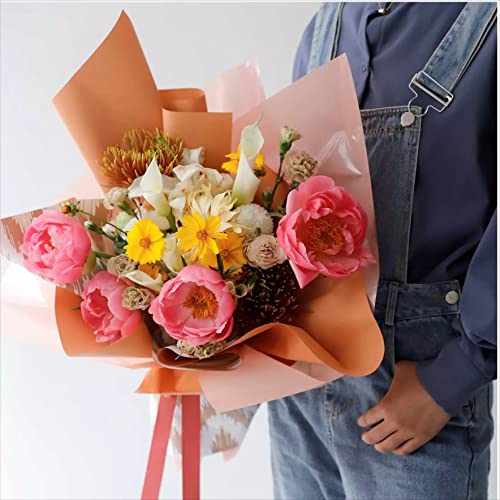 Image of Oasis - 20 Sheets Korean Style Waterproof Premium Bouquet Wrapping Sheet (58cm x 58cm, 60 Microns) | Chevron, DEsign, Giftwrap for Flowers & DIY Gift Wrapping Paper For Valentines Day - Yellow