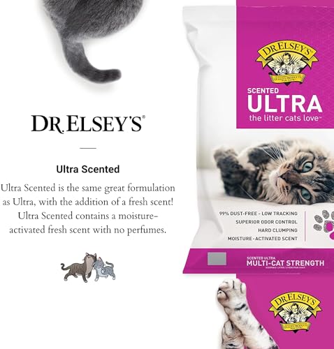 Image of Dr. Elsey's Ultra Scented Premium Bentonite Cat Litter, Dust-Free, Quick Absorption, Low Tracking, Hard Clumping, Superior Odor Control, Multi-Cat Friendly - 18.14kg