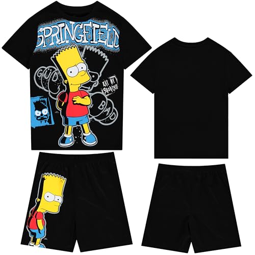 Conjunto Bart Simpson de dos piezas negro con pantalón de malla ultraligera para niño 3