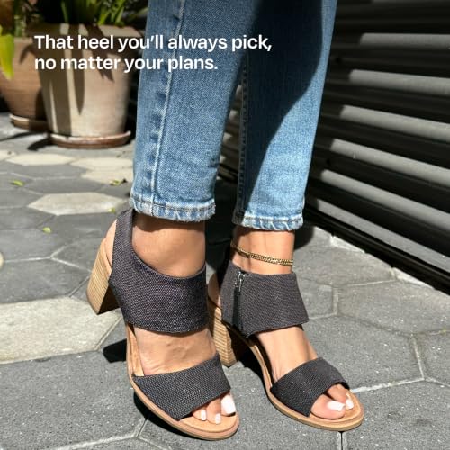 TOMS Women's Majorca Cutout Heeled Sandal, Black Melange Woven, 7.5 - image 4