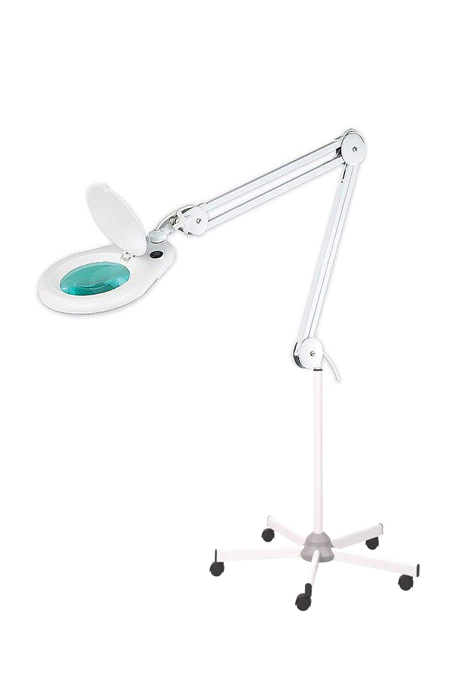 Lampara Flexo-Lupa Profesional 60 led 5X. Pie 5 brazos metalico con Ruedas. Leds de bajo Consumo. Gran estabilidad