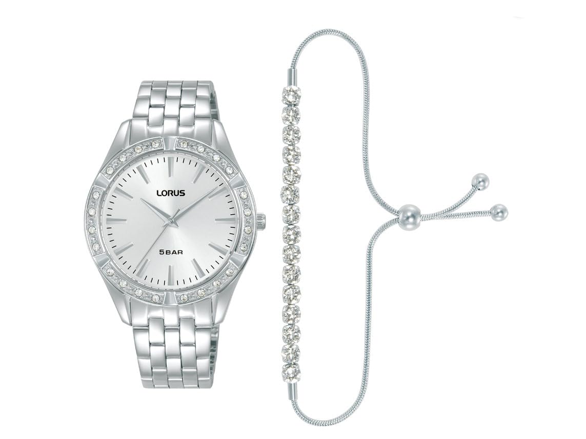 Lorus Women's Silver Watch And Bracelet Set Rg289xx9
