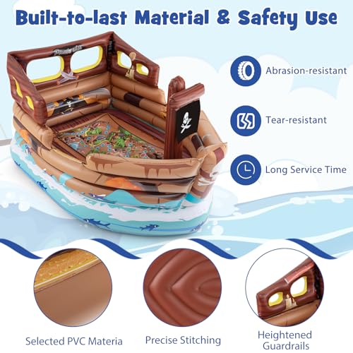 COSTWAY Inflatable Pirate Ship Bouncy House with Sword and Hat - Image 7