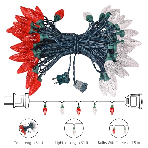 HAYATA Guirnalda de luces LED de 50 luces rojo y blanco miniatura 6