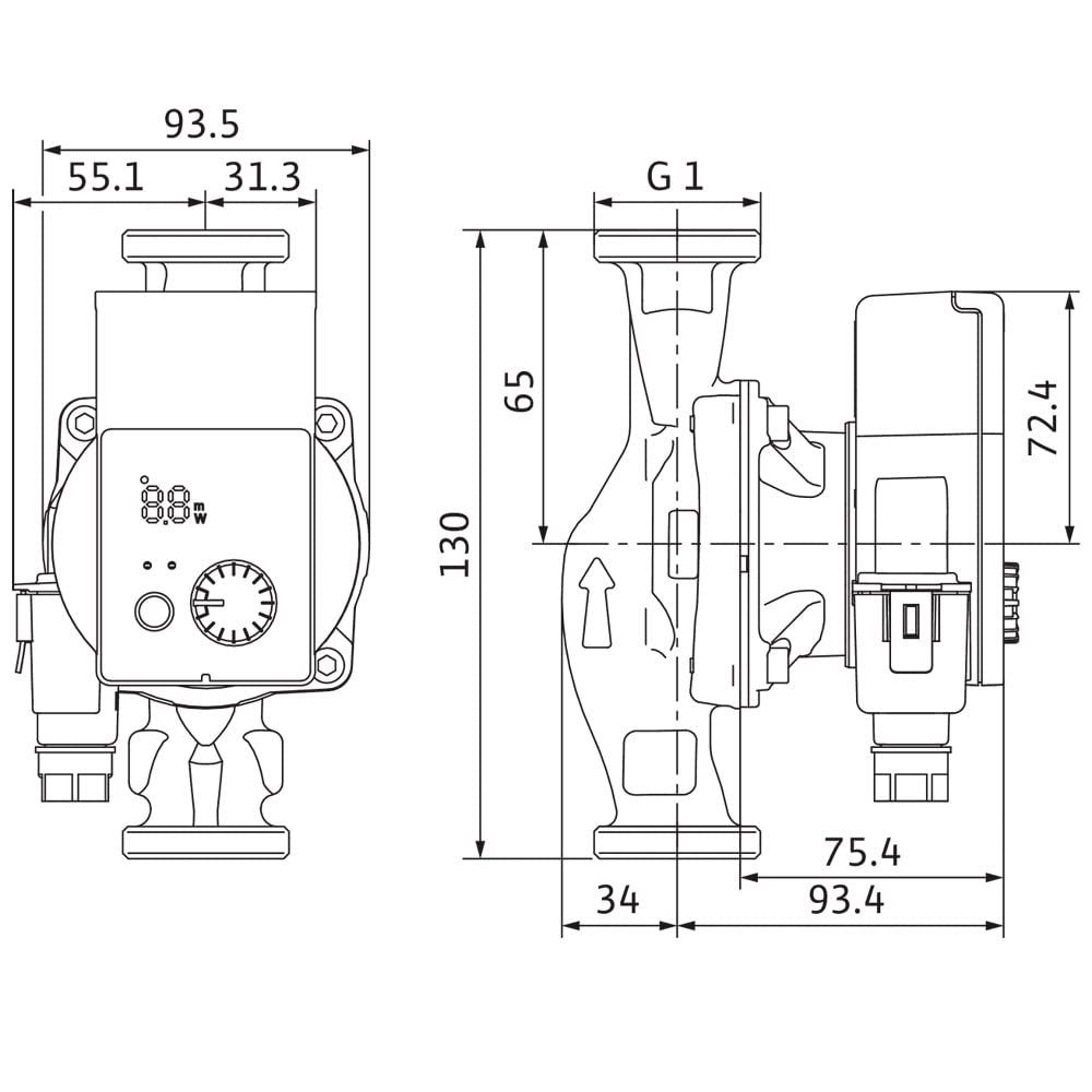 Wilo 4215511 Modèle Yonos Pico 15/1–4- (Row) Glandless circulateur, 240 V, Vert