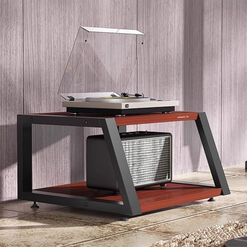 Fcmeavo Meuble HiFi Audio Vidéo Étagère De Rangement Multimédia en Bois Et Métal Rack Amplificateur Ouvert Imperméable avec Pieds Réglables Support...