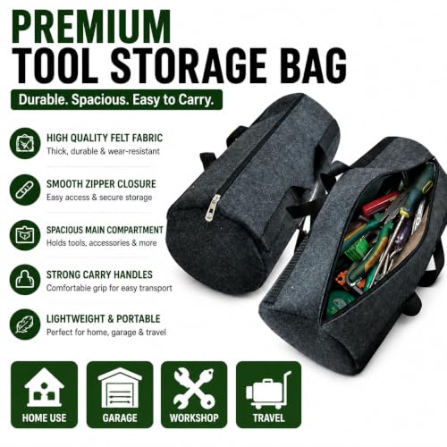Image of JVCV 15 Inch Small Tool Bag for Cars, Large Capacity Wide Mouth, Zipper Storage Kit, Tote Handbag Trunk Organizer for Car, Suv, Sedan, Truck, Minivan (Small - Tool Bag).