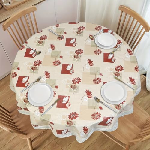 Image of Dakshya Industries PVC Waterproof Round Table Cover for 4 Seater Dining Table | 60 Inch Round Printed Table Cover | Spill Proof, Oil Resistant, Heat Resistant, Wipe Clean
