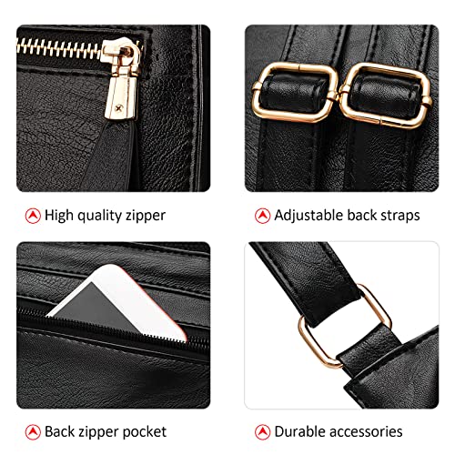 DIRRONA Rucksack Damen Beiläufig Diebstahlschutz Daypack Reise Wasserdicht Rucksack Schule Büro Geschäftsreise PU Leder Mittel Damen Rucksack Weiß – Bild 6