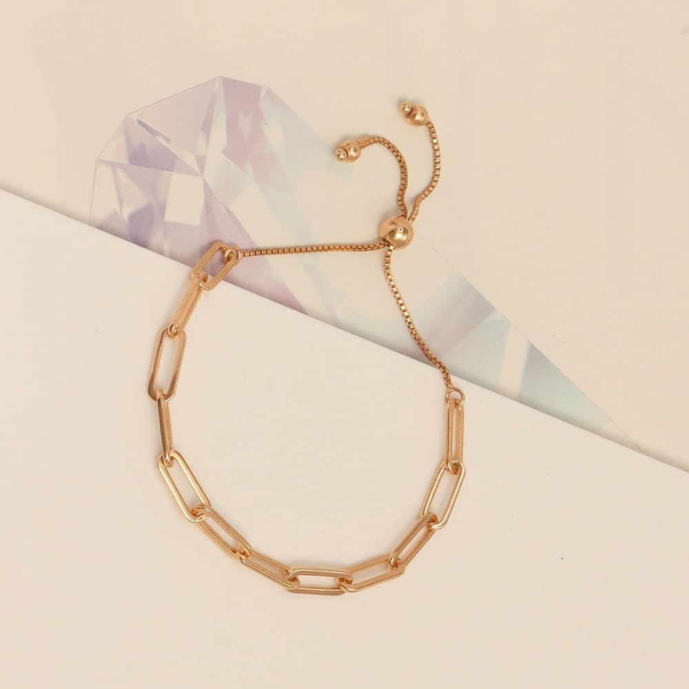LeCalla Sterling Silver Solid Italian Paperclip Chain Bracelet | Diamond-Cut Women's Bracelet
