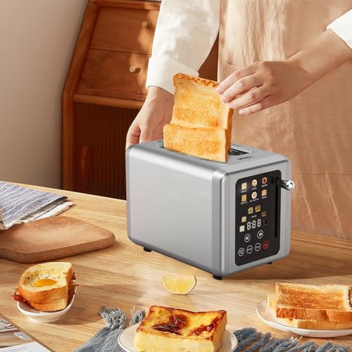 WHALL-Touch-Screen-Toaster-2-Slice-Stainless-Steel-Digital-Timer-Toaster-with-Sound-Function-Smart-Extra-Wide-Slots-Toaster-with-Bagel-Cancel-Defrost-6-Bread-Types-6-Shade-Settings