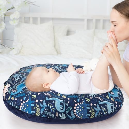 Image of Newborn Lounger Cover for Boys Girls, Soft Comfortable Baby Lounger Cover 1 Pack Reversible Removable Fleece Slipover for Infant Lounger Pillow, Dinosaur (Cover Only)