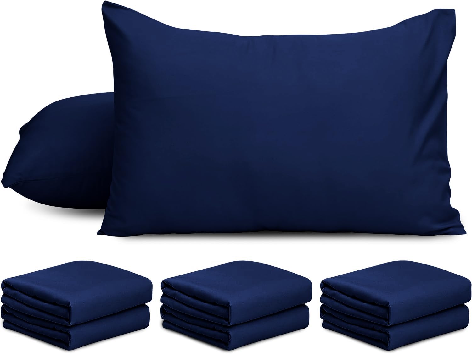 AMEHA 6 Pack Pillowcases Navy (Pillows Not Included) – Super Soft Brushed Microfiber Standard Size Pillow Cases | Hotel Quality Pillow Covers, (50 X 75 cm)