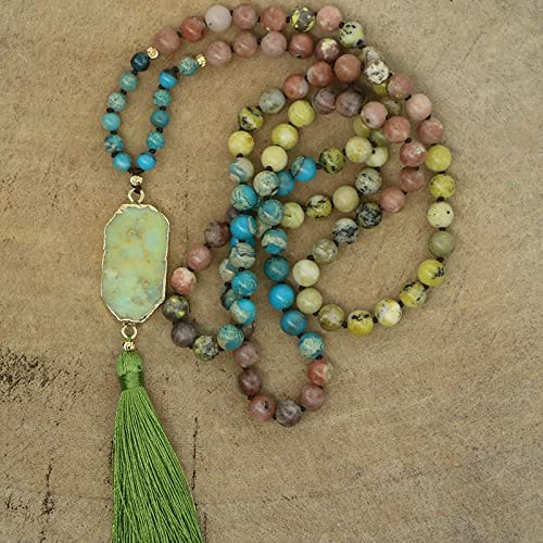 Collar con colgante de piedra natural australiana verde limón para mujer, 108 cuentas, collar de cuentas Mala, envío directo para hombres