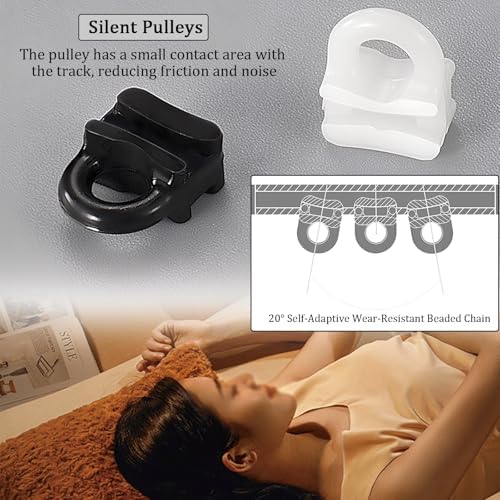 Self-Adhesive Ceiling Mounted Curtain Track, No Drilling Required, Silent Sliding Rod for Closet, Window & Door Room Divider, Easy Installation, White, 90cm/2.95ft