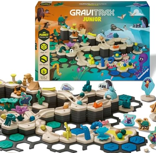 Ravensburger GraviTrax Junior Starter-Set XXL Planet - Kugelbahn ab 3 Jahre | Murmelbahn ab 3 Jahre, 189 Bauteile, 10 Kugeln, Konstruktionsspielzeug, Alleine bespielbar, Geschenk f