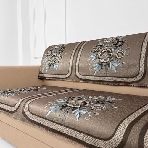 Image of Homerz Premium Waterproof Jasmine Joe Sofa Seat Cover - Floral Printed Sofa Protector | Non-Slip, Washable & Durable Sofa Protector (Mouse, 7 (3+2+2) Seater with Back)