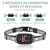 Collier Anti Aboiement Chien, 4 Modes Son/Vibration/Choc Electrique, Réglable 8 Niveaux de Sensibilité, Rechargeable Contrôle Anti-aboiement Intelligent, Étanche IP67 pour Gros Petit Chien-Noir