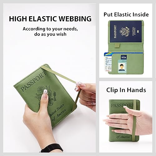 Image of Melsbrinna Premium Leather Passport Holder Covers Case, Waterproof Rfid Blocking Travel Wallet Passport Holder with Pen Holder, Cute Passport Book for Women /Men