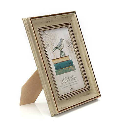 5X7 Inches Vintage Feel Picture Frame For Tabletop Or Wall Hanging With Glass Front (5"X7", Khaki) #TOP3