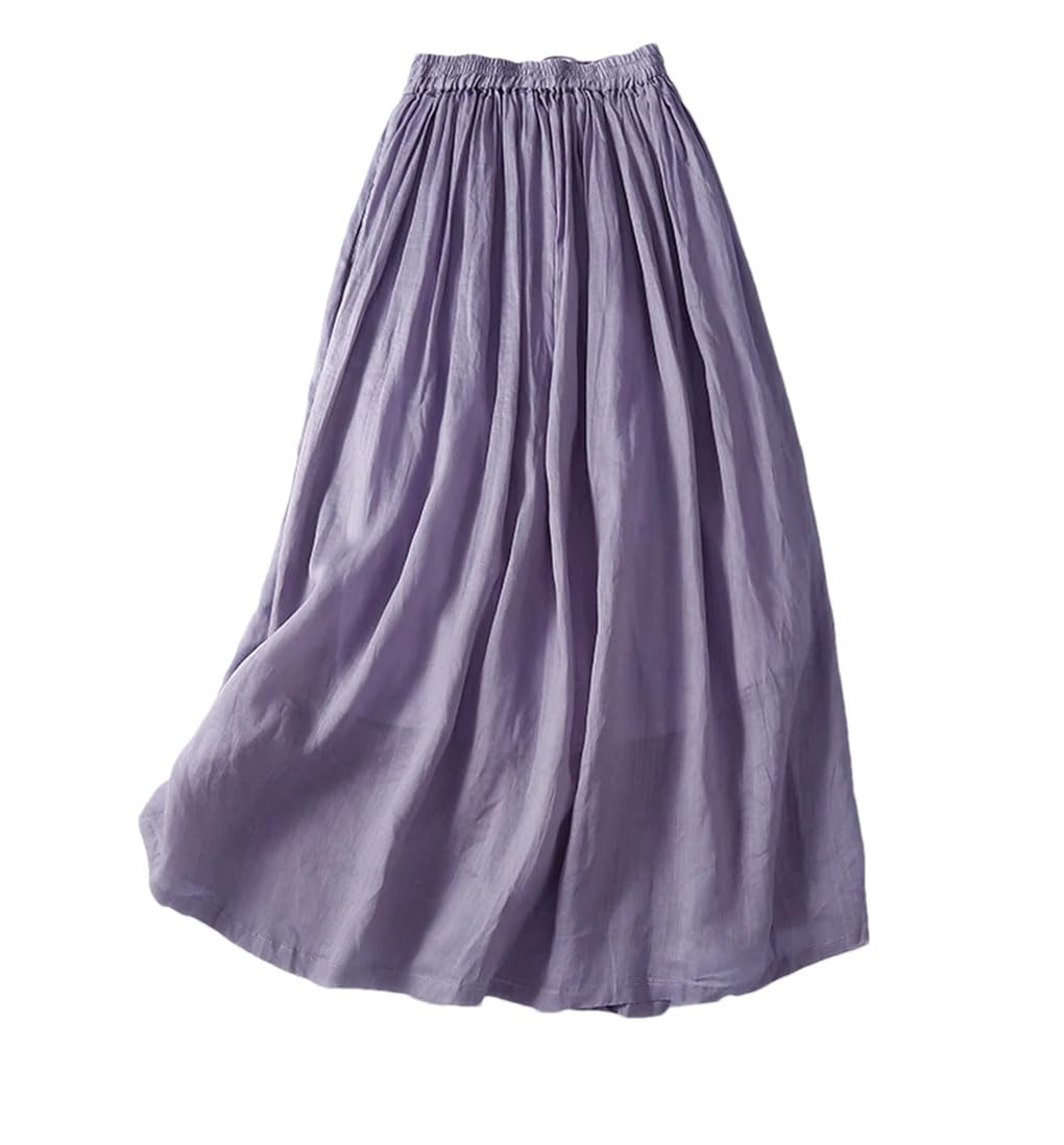 Jupes mi-longues décontractées pour femme avec taille élastique