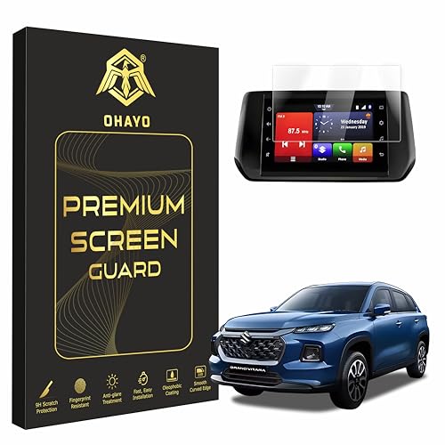 Image of OHAYO Screen Protector for Maruti Suzuki Grand Vitara 2022-2026 (Delta 7-Inch Infotainment System) | 9H Hardness Military Strength Protective Film | Scratch Resistant, HD Clear, Smooth Touch Response | Water Resistant Display Guard | Precision Fit Car Screen Protection (Not a Rigid Screen Protector)