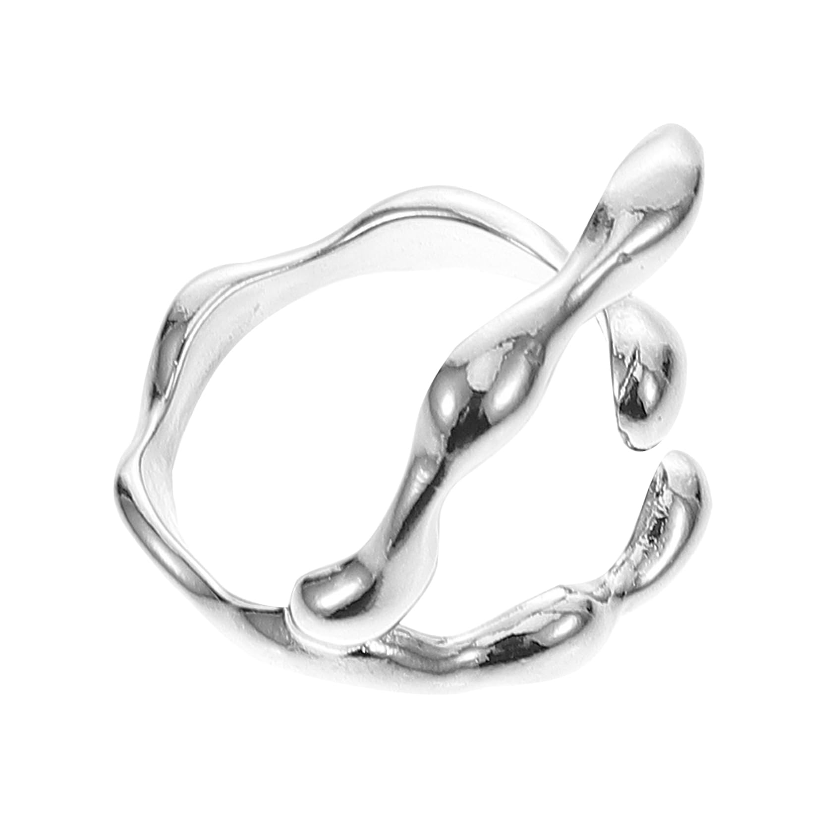 Bague ouverte argentée ajustable qui élimine le problème de taille de doigt - 6