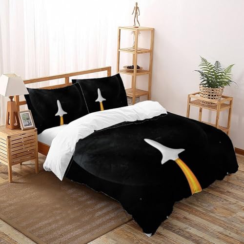 Housse de couette Super King vaisseau spatial blanc en microfibre japonaise