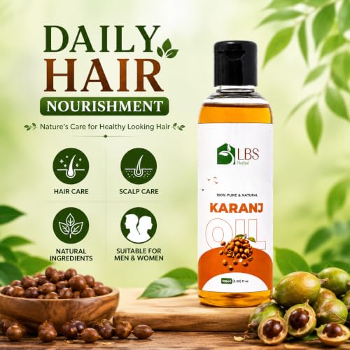 Image of Pure Karanj Oil 100% Extra Virgin Cold Pressed | Natural Carrier Oil for Hair, Scalp & Skin Care | Deep Moisturizing Hair Oil for Dry Scalp & Healthy Looking Hair | 100ml (Pack of 1)