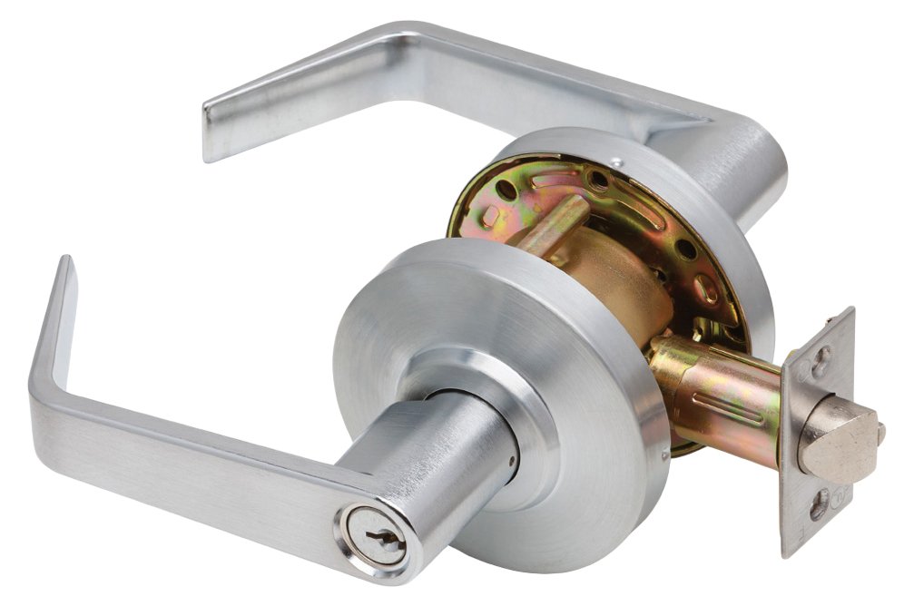 C2000-CLRM-R-605-KDC Regular Lever, Non Handed, Grade 2, KDC, Keyed Classroom, Bright Brass