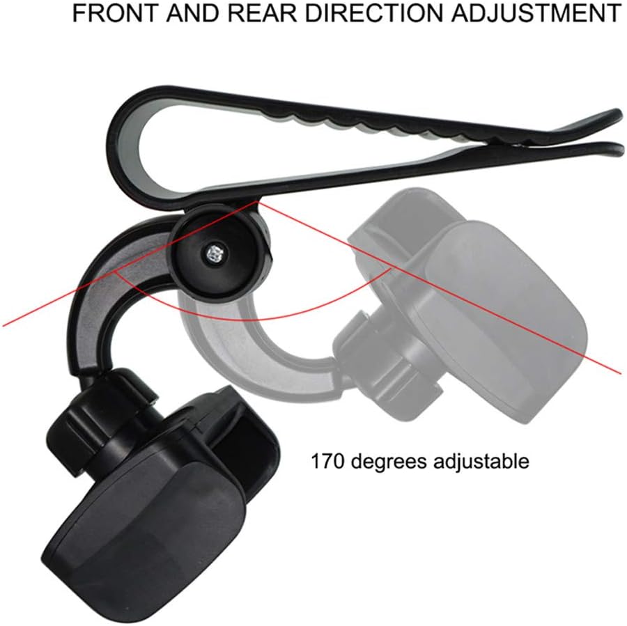 Sun Visor Car Cell Phone Holder, Universal 360 Rotating Car Mount Support Clip Bracket Compatible for iPhone Xs/Xs Max/Xr/X/8/7/6 Samsung Note 9/8/5 Galaxy S9/S8/S7/S6 Moto Z3 Smartphones GPS (Black)