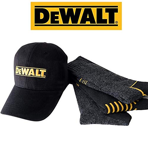 DeWALT Men's Cotton Blend Crew Socks & Ball Cap (3 Pairs, Black) for Work, Casual, Athletic, Hiking (Fits 10-13) Indoor, Outdoor Thermal Socks - Eliminate Odor, Wick Moisture & Breathable2