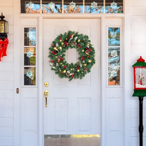 MACTING-24inch-Christmas-Wreaths-for-Front-Door8-Lighting-Mode-Artificial-Wreath-with-Lights-Battery-Operated-Indoor-Outdoor-Winter-Christmas-Wreaths-with-Red-Berries-Pine-Cones-and-Pine-Ornaments MACTING 24inch Christmas Wreaths for Front Door8 Lighting Mode Artificial Wreath with Lights Battery Operated Indoor Outdoor Winter Christmas Wreaths with Red Berries Pine Cones and Pine Ornaments